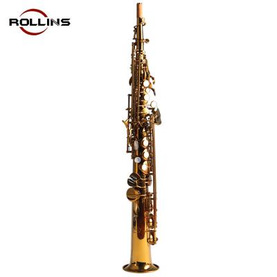 China Upright Gold Lacquer Saxophone High Grade Phosphor Copper Body Gold Lacquer Keys Soprano Saxophone KSS-A1 for sale