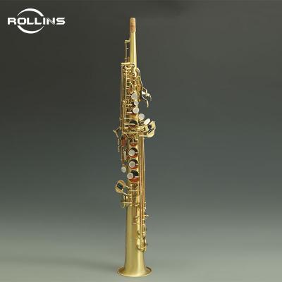 China Straight Gold Lacquer Saxophone High Grade Phosphor Copper Body Gold Lacquer Keys KSS-C2 Soprano Saxophone for sale