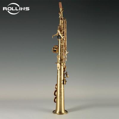 China Copper Straight Body Craft Saxophone High Grade Phosphorus Color RSS-9903 Antique Frosted Antique Soprano Saxophone for sale