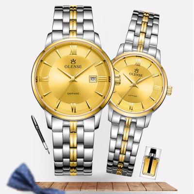 China New Auto Date Stainless Steel Strap Couples Watch Gift For Men And Women Couple Watches For Lovers Quartz Wristwatch Fashion for sale