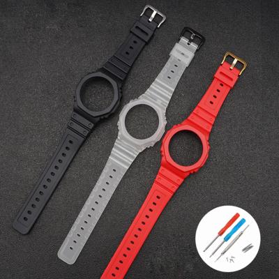 China Fashion GA 2100 Transparent Case Sport Strap Rubber Watch Band For G Shock casioak GA2100 for sale