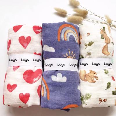 China Digital PORTABLE Summer Hot Selling Organic Bamboo Muslin Wrap Baby Blanket Rainbow, Newborn Soft Cotton Blanket for sale