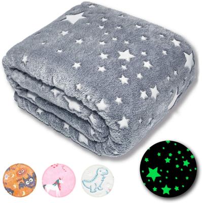 China 2021 PORTABLE Super Soft Baby's Gray Glow in the Dark Flannel Sofa Bed Bright Covering Stars Throw for Kids for sale