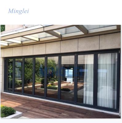 China Heat Insulation Large Size Conservatory Aluminum Bifold Glass Folding Doors for sale