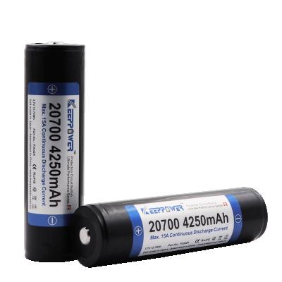 China Machine- KeepPower 20700 4250mAh Protected Rechargeable Li-ion Battery Max Discharge 15A P2042R for sale