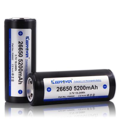 China Power Tools KeepPower 3.7v Protected Li-ion 26650 5200mah Battery P2652C for sale