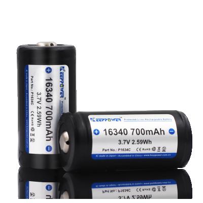 China Machine- Keeppower 16340 700mAh Protected Rechargeable Li-ion Battery P1634C for sale