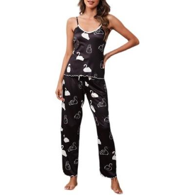 China 2022 Summer QUICK DRY Ladies Pajamas Set Stretch Knit Pajama Set Women Sexy Cartoon Pajamas for sale