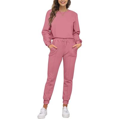 China 2021 High Quality Breathable Women White 2 Piece Jogging Suit / Youth Jogging Suit for sale