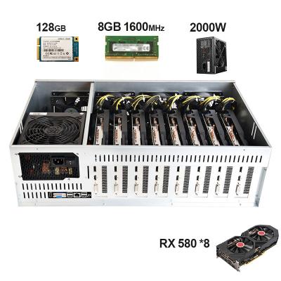 China S37 V2 Desktop Motherboard Set 8pcs GPU RX 580 8G 64GB MSATA SSD Combo Power Cable With DDR3 8GB Memory for sale