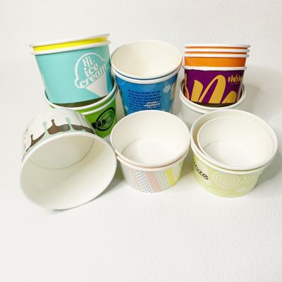 China Custom Printed Disposable 12oz Ice Cream Paper Gelato Disposable Cups With Dome Lid Spoon for sale