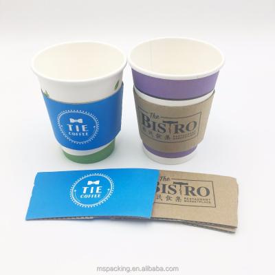 China Hot Selling Recyclable Paper Cup Sleeves With Custom Logo Disposable Corrugated Paper Coffee Cup Sleeve for sale