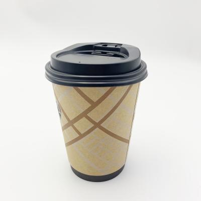 China Custom Disposable Logo Disposable Double Wall 8oz 12oz 16oz Paper Coffee Cup With Lid for sale