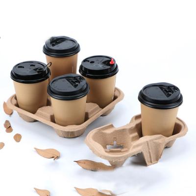 China 100% Eco-friendly Biodegrable 100% Disposable 2 4 Cup Tray Coffee Cups for sale