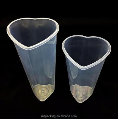 China 100% Eco-friendly Clear Plastic Cups Heart Shaped Shapes Customs Printed Disposable Tall PP Plastic Drink Cups Wholesale for sale