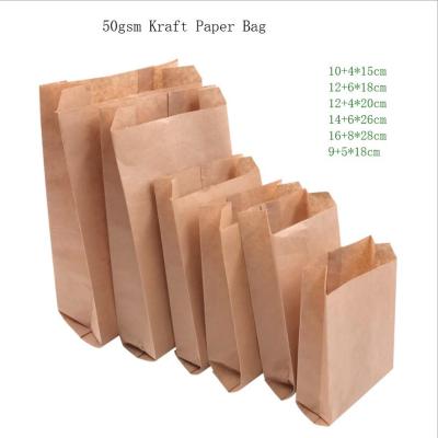 China Disposable Cheap Biodegradable Bread Food Paper Bag Kraft Food Paper Bag Take Away Fast Food Paper Bag for sale