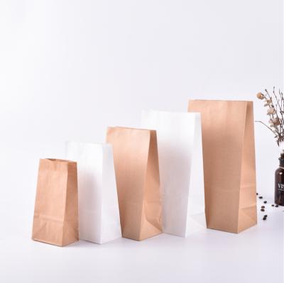 China Biodegradable Custom Printed Disposable Take Away Bags White Brown Kraft Paper Without Handle for sale