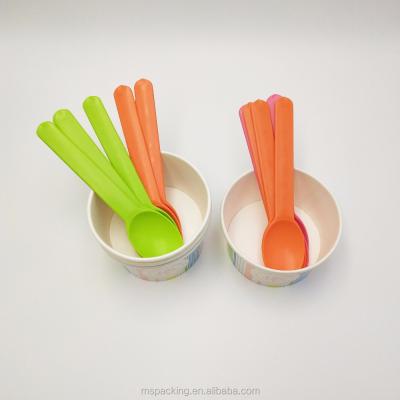 China Hot Selling Disposable Plastic Corn PLA Ice Cream Frozen Yogurt Biodegradable Pink Disposable Spoons for sale