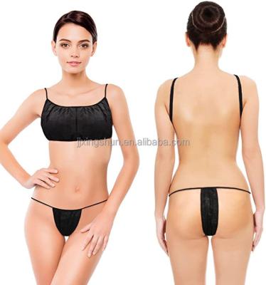 China Plus Size 100 PCS Disposable Panties For Women Spa T Thong Underwear Tan Wraps Individually Wrapped Black for sale