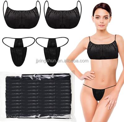 China Plus Size 100 PCS Disposable Panties For Women Spa T Thong Underwear Tan Wraps, Individually Wrapped Black for sale