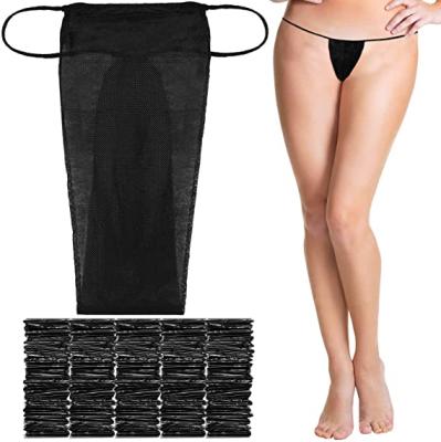 China Plus Size 100 PCS Disposable Panties For Women Spa T Thong Underwear Tan Wraps, Individually Wrapped Black for sale