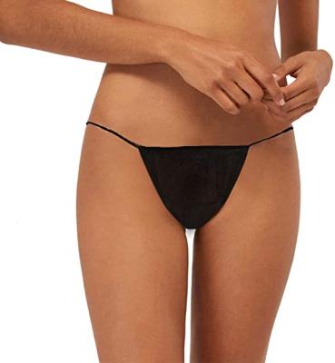 China Plus Size 100 PCS Disposable Panties For Women Spa T Thong Underwear Tan Wraps, Individually Wrapped Black for sale