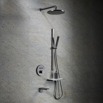 China Without Slide Bar Triple Function Shower Faucet Set High End Push Button For Bathroom Shower System for sale