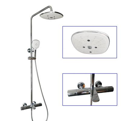 China Without Sliding Bar And Shower Hand Shower Head ABS Chrome Plating Body Brass Rain Shower Sets BathShower Set for sale