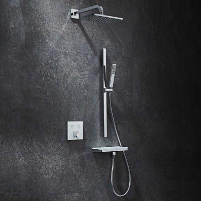 China Without Slide Bar Push Button Concealed Shower Bath Shower Faucets With Chrome Finished Square Shape Top Shower for sale