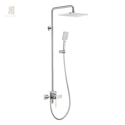 China Without Slide Bar Chrome Triple Function Bath Shower Faucet Set Exposed Shower Faucets With Shower Column for sale