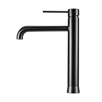 China Metered Faucets Black Hot And Cold Deck Mounted Basin Mixer Tap Brass Faucet For Basin for sale