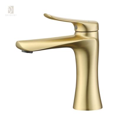 China Gold Metered Faucets Basin Faucet Basin Mixer Single Handle Bathroom Faucet Gold Vanity Faucet for sale