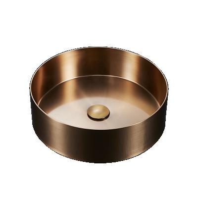 China Modern High End Design Stainless Steel Bathroom Sink Red Bronze Round Wash Basin for sale