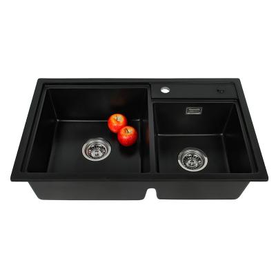 China Without Faucet Double Bowl Kitchen Sink Kitchen Solid Granite Outdoor Sink for sale