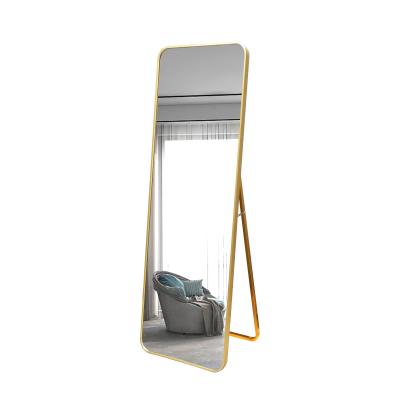 China Gold Decoration Brushed Floor Mirror Full Length Standing Or Hanging Wall Mounted Mirrors For Home Decoration for sale