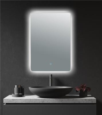 China Bright Matte White Bathroom Frame Simple Hotel Led Mirror for sale