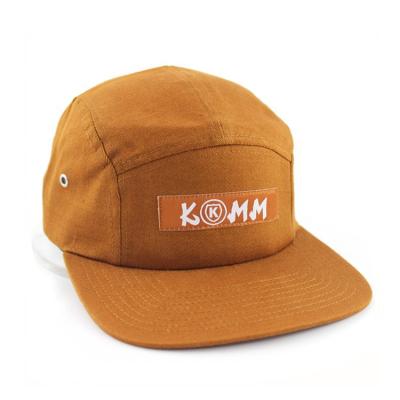 China New Design OEM Patch 5 Panel COMMON Customization 100% Leather Cotton Patch Logo Leather Camper Hat Leather Hat for sale