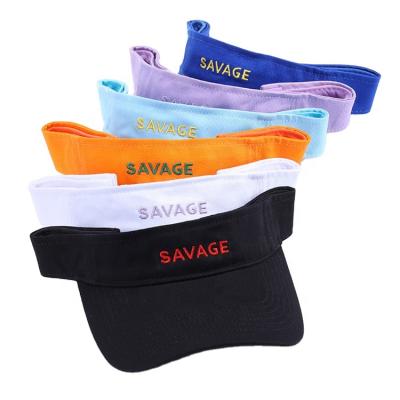 China Cheap Promotional Custom Character Embroidery Cotton Sports Sun Visor Hats for sale