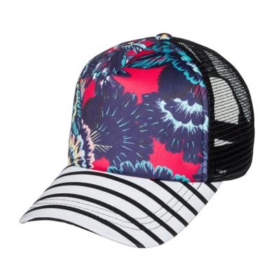 China COMMON custom all over the Sublimation 5 Panel Trucker Hat Women Summer Hawaii Floral Trucker Hat for sale