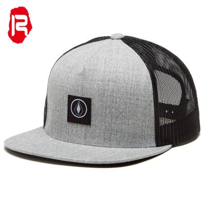 China JOINT Wholesale Custom Made Mens 5 Panel Gray Mesh Snapback Cap Women Cotton Trucker Hat With Woven Tags for sale