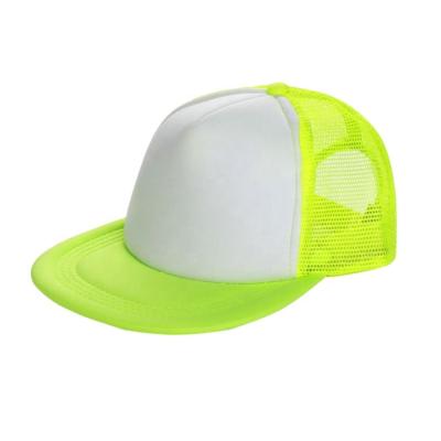 China Wholesale 5 Panel Blank White Advertising Trucker Hat Promotional Fluorescent Green Foam Trucker Hat for sale