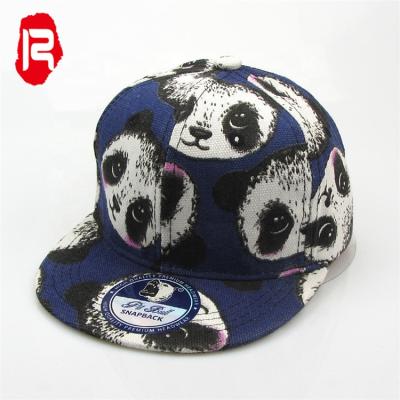 China JOINT Kids Fashion Snapback Custom 6 Panel Full Print Cute Panda Flat Cap Snapback For Kids for sale