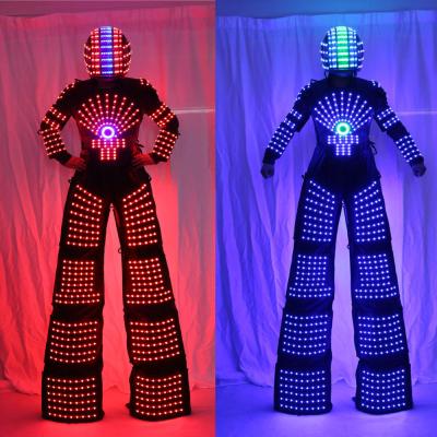 China Stilt Walker RGB LED Costume Light Suits LED Flashing Robot Fits Kryoman Robot David Guetta Robot With Helmet for sale