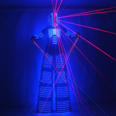 China Luminous Stilt Walker LED Robot Suit With Laser Helmet Gloves Laser Robot Suit LED Robot Costume for sale