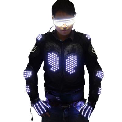 China Fashion LED Armor Light Up Jackets Glove Glasses Led Gear COSTUME Suit Clothes Led Suit For LED Robot Suits for sale