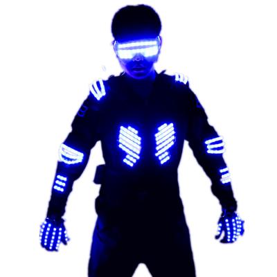 China COSTUME LED Armor Light Up Jacket Glowing Light Up Suits For Dance Performance Clothes DJ Stage Dance Wear for sale