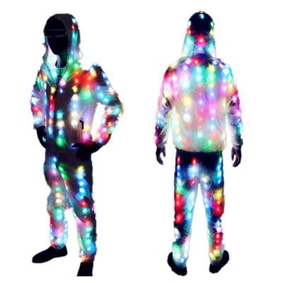 China LED COSTUME LED Luminous Costume Jacket Couples Christmas Halloween Party Unisex Costume Cospaly For Electronic Music Festival for sale