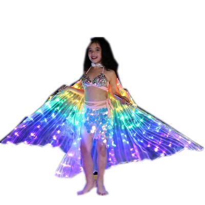 China WINGS Child Girls 172 LED Belly Dancing Isis Wings Belly Dancing Accessory Fashion Kids Stage Performance Props Wings With Stick for sale