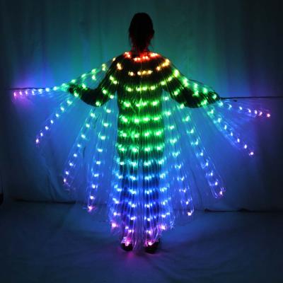 China Popular BRA LED Belly Dance Accessory Stage Interpretation Isis Wings Colorful Belly Dancing Props Wings Props With Stick for sale