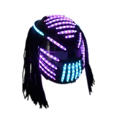 China LED Helmet Headsets RGB Full Color Glowing Glowing Racing Robot Party DJ Robot Mask TEM008 for sale